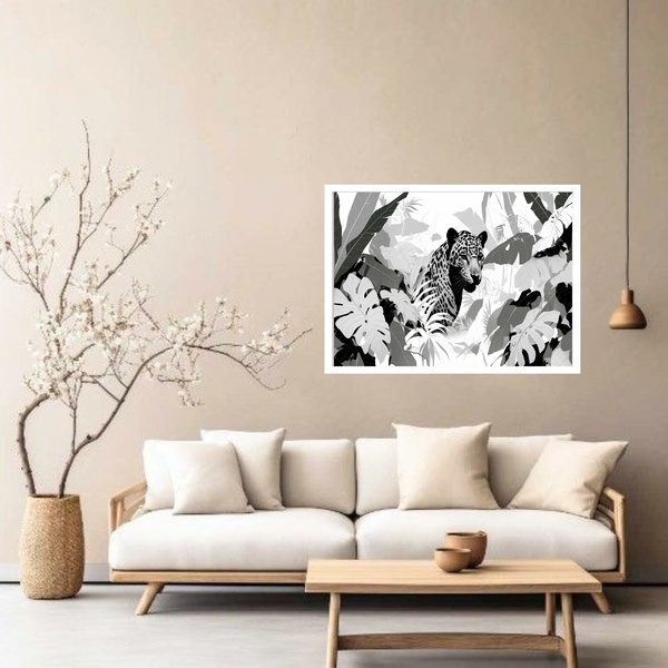 Quadro Decorativo Leopardo Peb  - 50x70cm Moldura Preta