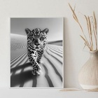 Quadro Decorativo Leopardo Preto E Branco 33x24cm Moldura Pre