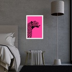 Quadro Decorativo Leopardo Rosa E Preto 24x18cm Moldura Branca