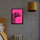 Quadro Decorativo Leopardo Rosa E Preto 45x34cm Moldura Branca