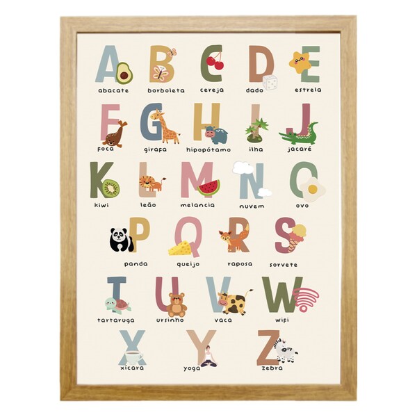 Quadro Decorativo Letras Freijó sem Vidro 30x40cm Arte Própria