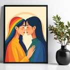 Quadro Decorativo Lgbt - Amor Entre Mulheres 33x24cm - Com Vi