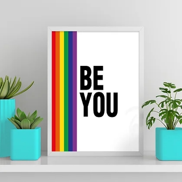Quadro Decorativo Lgbt Be You 24x18cm Moldura:madeira Branca