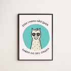 Quadro Decorativo Lhama Drama 33x24cm - Com Vidro Moldura:mad