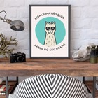 Quadro Decorativo Lhama Drama 45x34cm - Com Vidro Moldura:mad