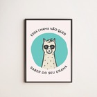 Quadro Decorativo Lhama Drama 45x34cm - Com Vidro Moldura:mad