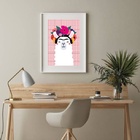 Quadro Decorativo Lhama Frida - 60x48cm Moldura:madeira Preta