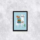 Quadro Decorativo Lhamas Com Malas 33x24cm - Com Vidro Moldur