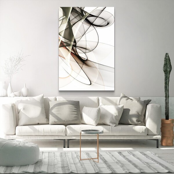 Quadro Decorativo Linhas Em Circulo Tela Vertical Sem Moldura