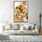Quadro Decorativo Lion Amoroso Com Moldura E Sem Vidro 100x160