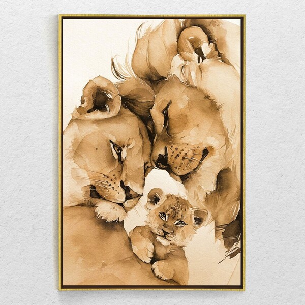 Quadro Decorativo Lion Amoroso Com Moldura E Sem Vidro 100x160