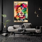 Quadro Decorativo Lion Aquarela Com Moldura E Sem Vidro 100x1