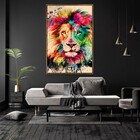 Quadro Decorativo Lion Aquarela Com Moldura E Sem Vidro 100x1