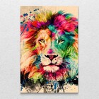 Quadro Decorativo Lion Aquarela Sem Moldura E Sem Vidro 100x1