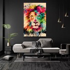 Quadro Decorativo Lion Aquarela Sem Moldura E Sem Vidro 100x1