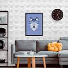 Quadro Decorativo Lobo Azul 24x18cm - Com Vidro Moldura:madei