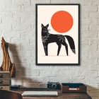 Quadro Decorativo Lobo Boho - Lua Vermelha 45x34cm - Com Vidr