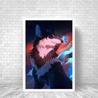 Quadro Decorativo Lobo Com Borboleta 24x18cm Moldura:madeira