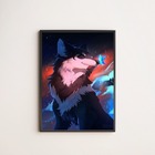 Quadro Decorativo Lobo Com Borboleta 45x34cm Moldura:madeira