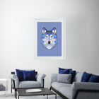 Quadro Decorativo Lobo Geométrico - 60x48cm Moldura:madeira P