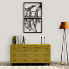 Quadro Decorativo Lobo Poligonal Preto Vazado 2 Peças Mdf 3mm