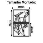 Quadro Decorativo Lobo Poligonal Preto Vazado 2 Peças Mdf 3mm