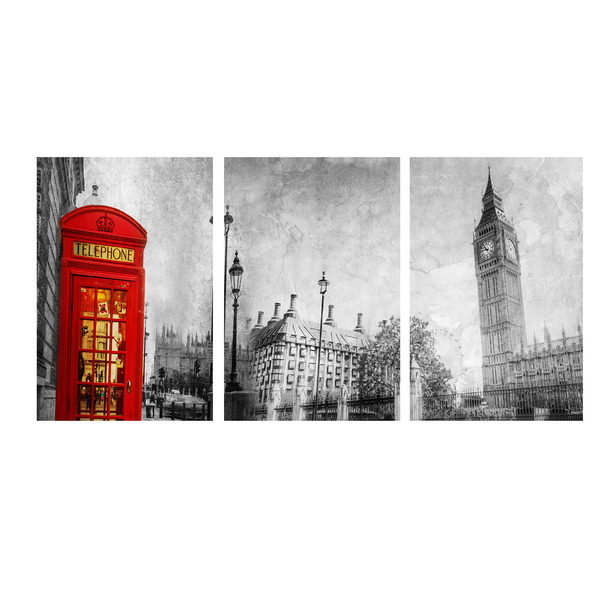 Quadro Decorativo Londres Cabine Vermelha Pb 70x150 Trio