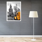 Quadro Decorativo Londres Carro Amarelo  - 70x50cm Moldura Pr