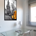 Quadro Decorativo Londres Carro Amarelo  - 70x50cm Moldura Pr