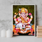 Quadro Decorativo Lord Ganesha 24x18cm - Com Vidro Moldura:ma