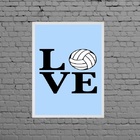 Quadro Decorativo Love Bola Volei 45x34cm - Com Vidro Moldura