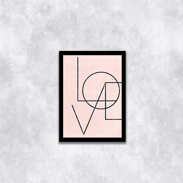 Quadro Decorativo Love - Fundo Rosê 45x34cm A3 (45 X 34)