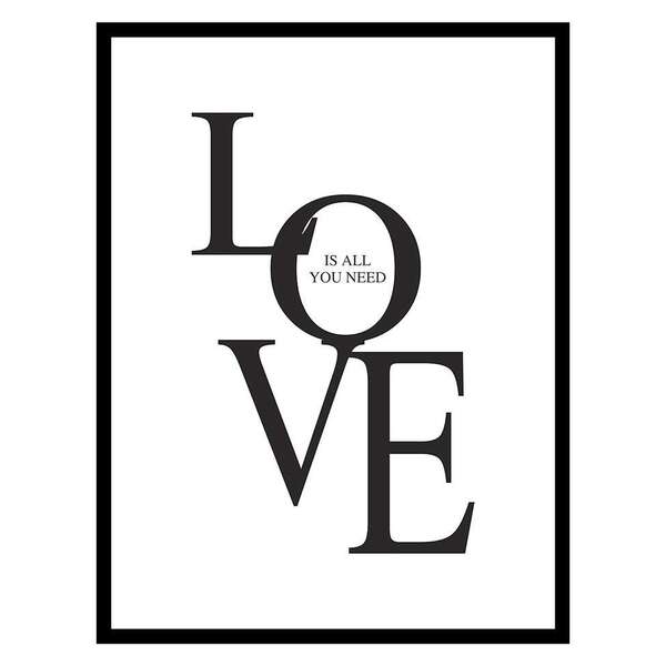 Quadro Decorativo Love Preto E Branco