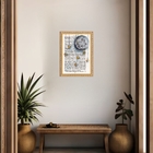 Quadro Decorativo Lua E Estrelas Vintage 33x24cm Moldura Preta