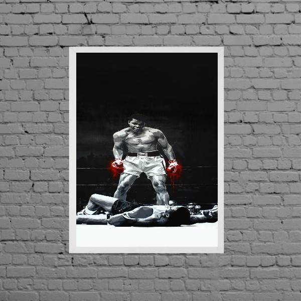 Quadro Decorativo Luta Boxe Ali 24x18cm - Com Vidro Moldura:m