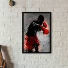 Quadro Decorativo Lutador De Boxe 33x24cm - Com Vidro Moldura