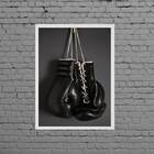 Quadro Decorativo Luva De Boxe Preta 24x18cm - Com Vidro Mold