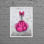 Quadro Decorativo Luva De Boxe Rosa 33x24cm - Com Vidro Moldu