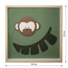 Quadro Decorativo Macaco 3D Cerejeira com Vidro 55x55cm Arte Própria