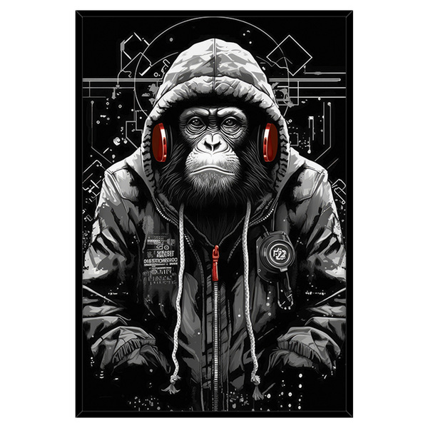 Quadro Decorativo Macaco Estiloso Moldura Cx Alta 40x60 - Mol