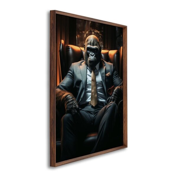 Quadro Decorativo Macaco Modelo Boss Chefe Com 1 Tela 60x90cm