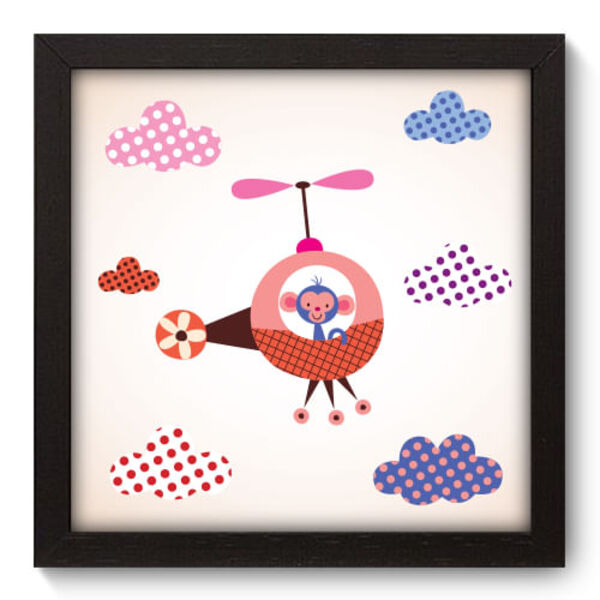 Quadro Decorativo - Macaco Piloto - 22cm X 22cm - 053qdip