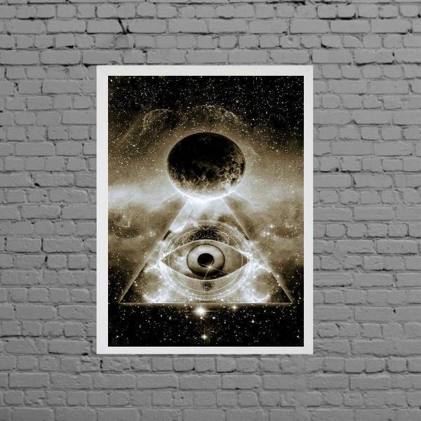 Quadro Decorativo Maçonaria 24x18cm - Com Vidro Moldura:madei