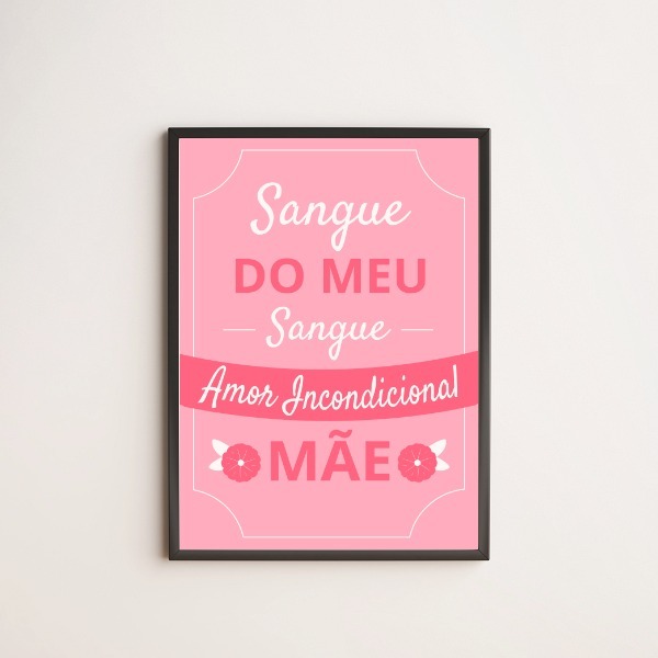 Quadro Decorativo Mãe Amor Incondicional 24x18cm - Com Vidro