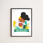 Quadro Decorativo Mãe Negra 45x34cm - Com Vidro Moldura:madei