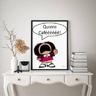 Quadro Decorativo Mafalda Café 33x24cm Moldura Preta