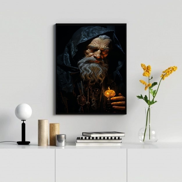 Quadro Decorativo Mago- Arquétipo 45x34cm - Com Vidro Moldura