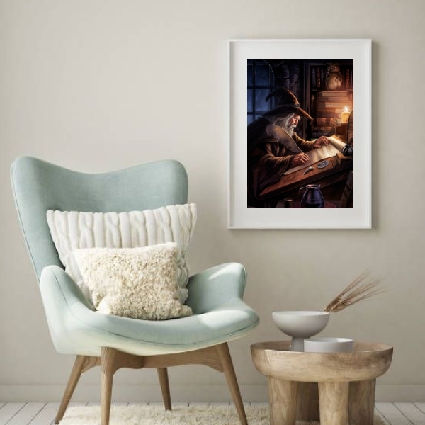 Quadro Decorativo Mago Alquimista - 60x48cm Moldura:madeira B