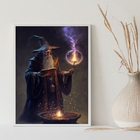 Quadro Decorativo Mago Bruxo 45x34cm Moldura:madeira Branca