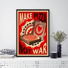 Quadro Decorativo Make Pizza Not War 24x18cm Moldura:madeira